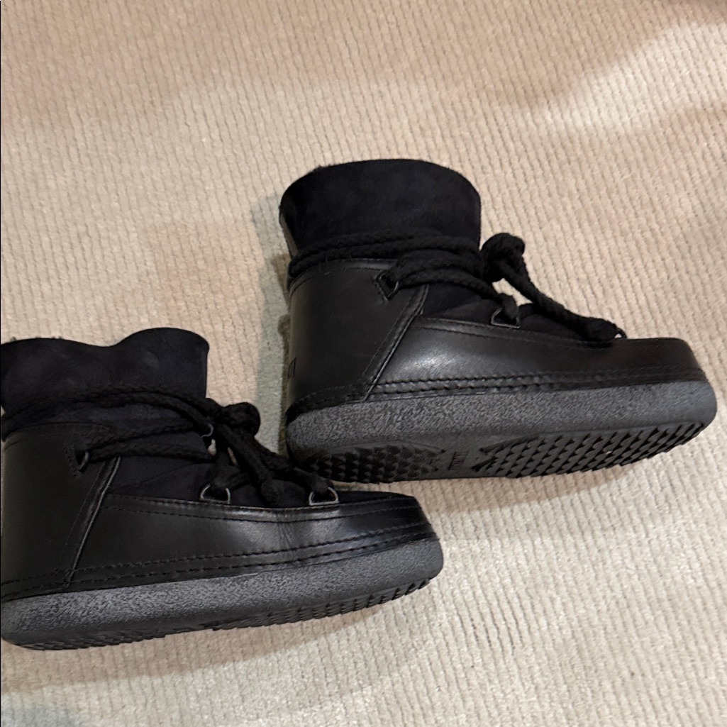 Inuikii Black Winter Platform Suede Shearling Leather Boots